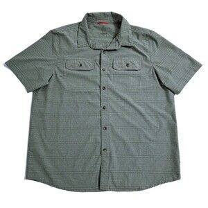 GERRY Mens Quick Dry Shirt XL Green  Button Up Short Sleeve Hike Trai Tech